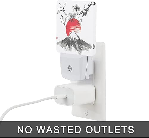 Miniatura 4 de Luz nocturna Fuji de montaña, sol y cigüeñas, luces nocturnas de paisaje japonés enchufables a la pared, LED de noche para niños y niñas, regalo de