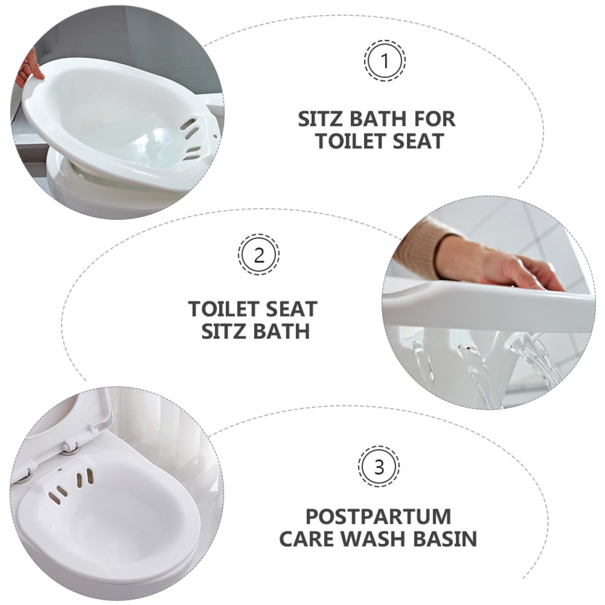 Generisch Postpartal Sitzbad für Frauen - Wide Edges, Anti-Spill, Durable, Wall Support - Passend für alle Toiletten, perfekt für Intimpflege und Erholung nach der Geburt