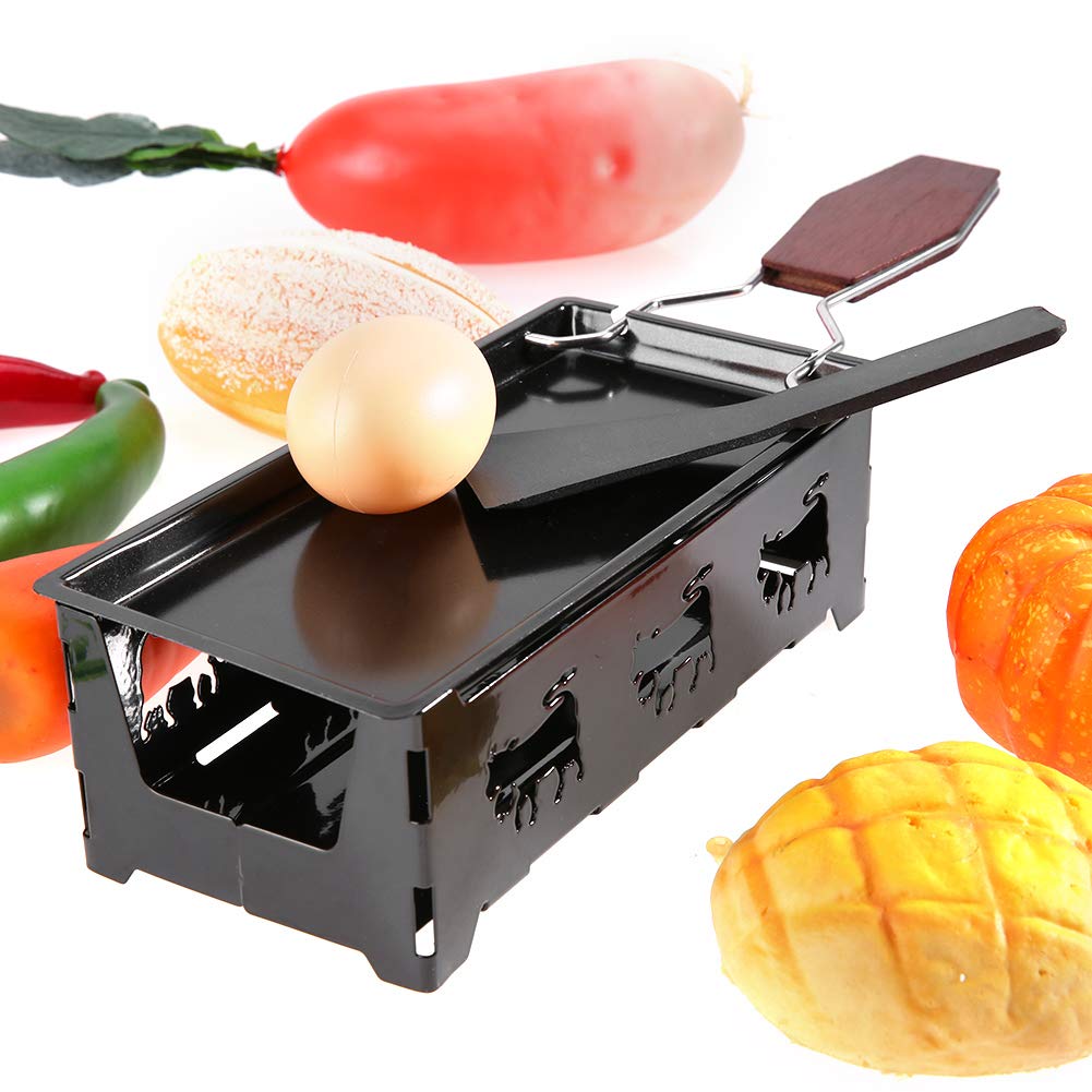 Cheese Raclette Rotaster Baking Tray, Carbon Steel Grilling Tool Portable Candlelight Raclette Pan Non-Stick Portable for Home Kitchen Grilling Tool