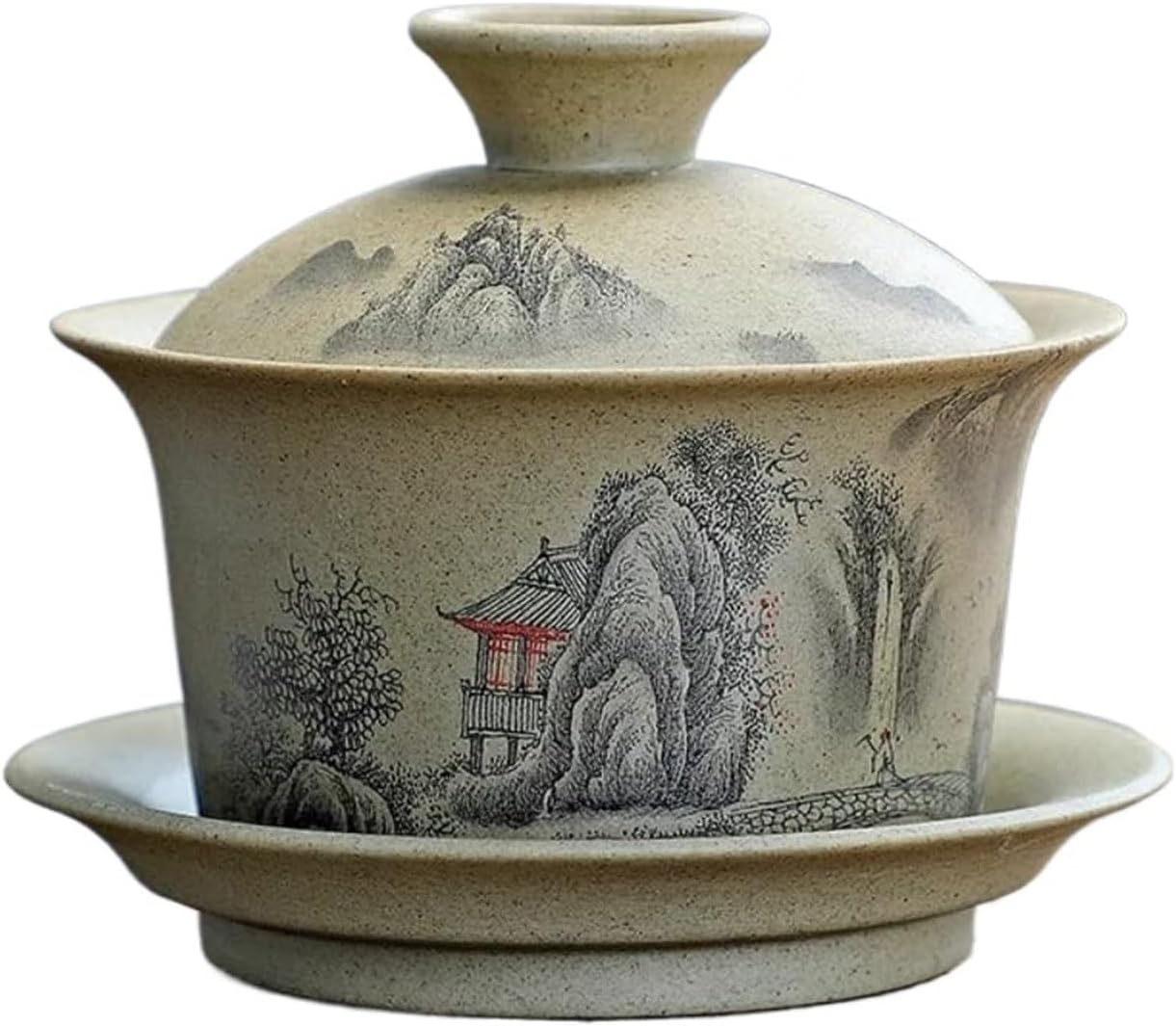 Porcelain Teacup,Chinese Tea Bowl,Tea Set,Tea Maker,gaiwan Tea Set,150ml Yixing Zisha Chagaiwan Tea Cup Hand-Painted Tea House Chinese Tea Cup