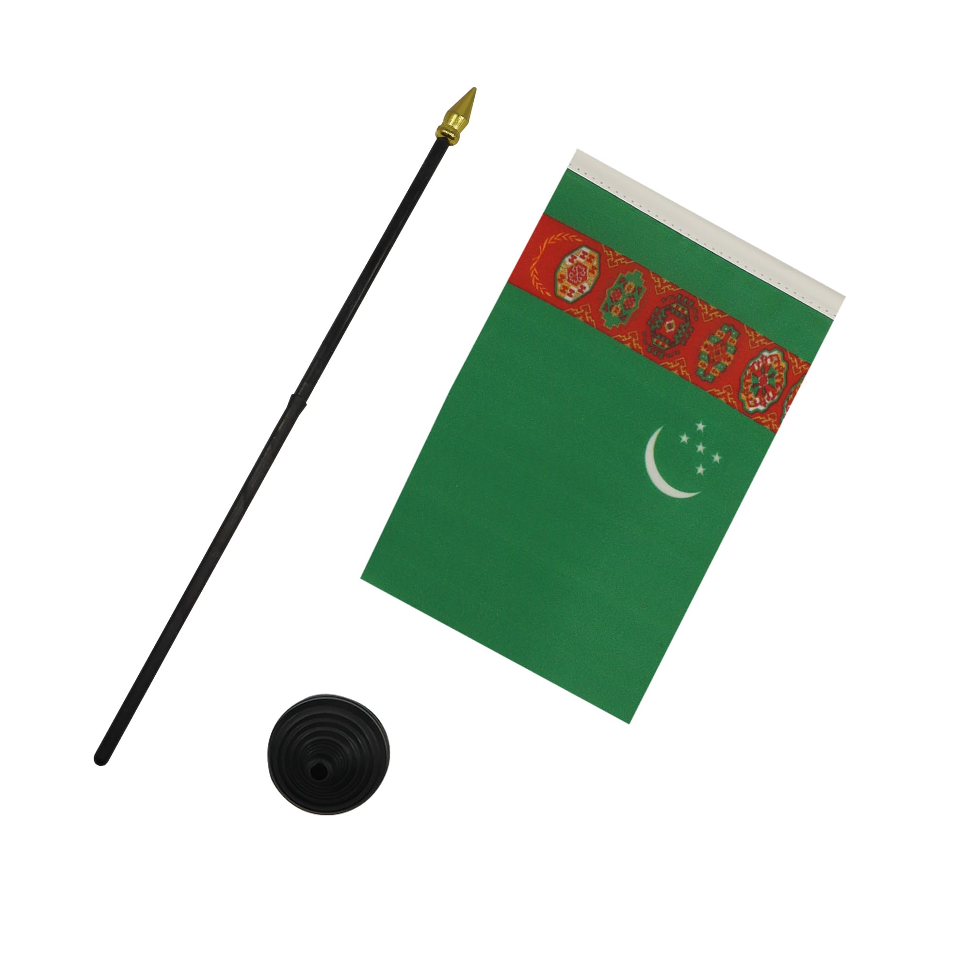 AZ FLAG, Turkmenistan Table Flag 4'' x 6'', Turkmen Mini Desk Flag 100% Polyester 15 x 10 cm - Image 3