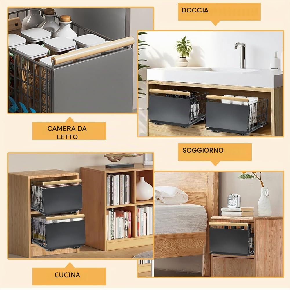 Cassetto Scorrevole Estensibile,Ripiani per Cassetti Estraibili,Cassetti Estraibili per Mobili Cucina,Cassetto Telescopico con Maniglia,Organizzatore Estraibile per Armadio da Cucina
