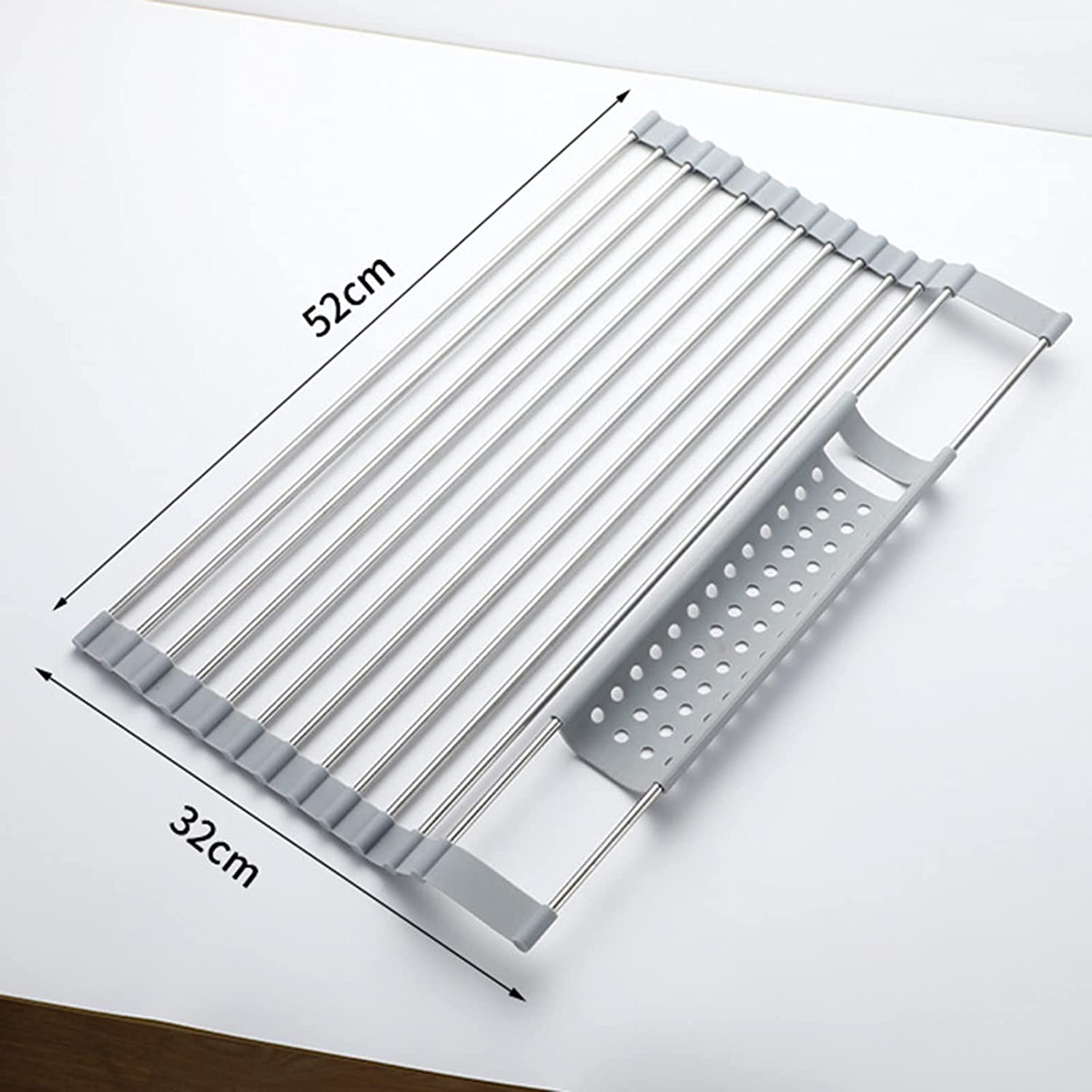 Escurridor De Platos De Acero Inoxidable De Silicona, Rejilla De Secado De Platos sobre El Fregadero, Antideslizante, para Vajilla De Cocina Filtrado De Agua (Size : 45 * 31.5cm) (52 * 32cm)
