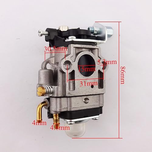 Miniatura 3 de TC-Motor - Juego de tubería de Carburador de 15 mm + filtro de aire de 44 mm en color rojo + pila de aleación + colector de entrada de 15 mm para