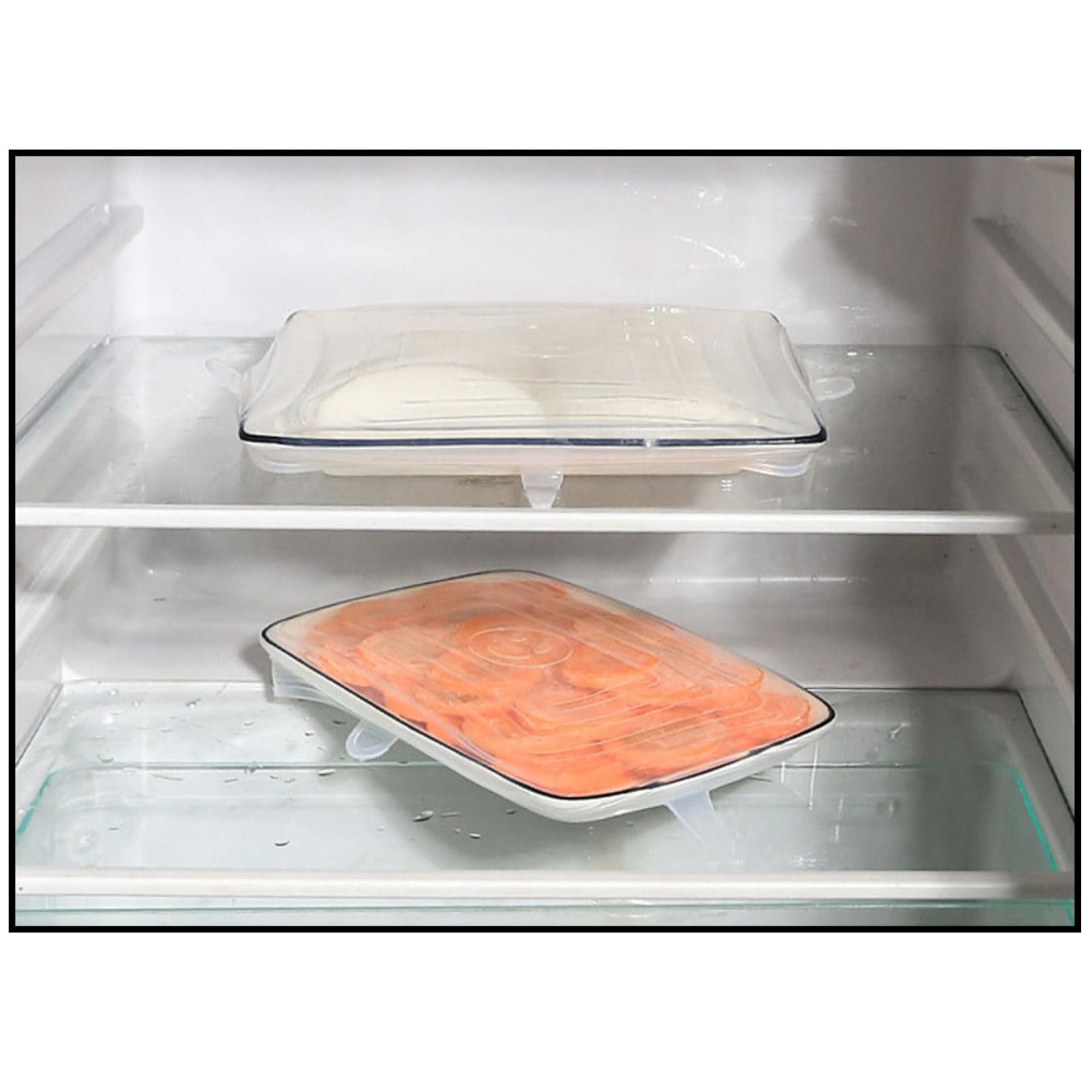 TopHomer 6 Packs Rectangular Silicone Stretch Lids Set of 6 Sizes Reusable Sturdy Container Cover, Keeping Food Fresh, Dishwasher and Freeze