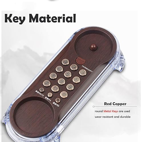 Miniatura 2 de Teléfono retro montado en la pared, antiguo teléfono fijo con cable de pared con volumen ajustable, redireccionamiento y pausa, pared de mesa de