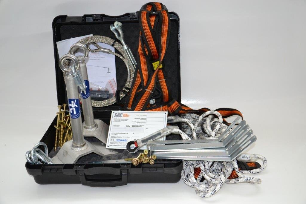 Kit de seguridad fácil (línea de vida) 10 m Base doble inclinación techo de madera