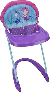 509 Crew Mermaid Doll Highchair - Kids Pretend Play Highchair w/ Front Tray & Safety Harness, Feeding Playtime Ages 3+