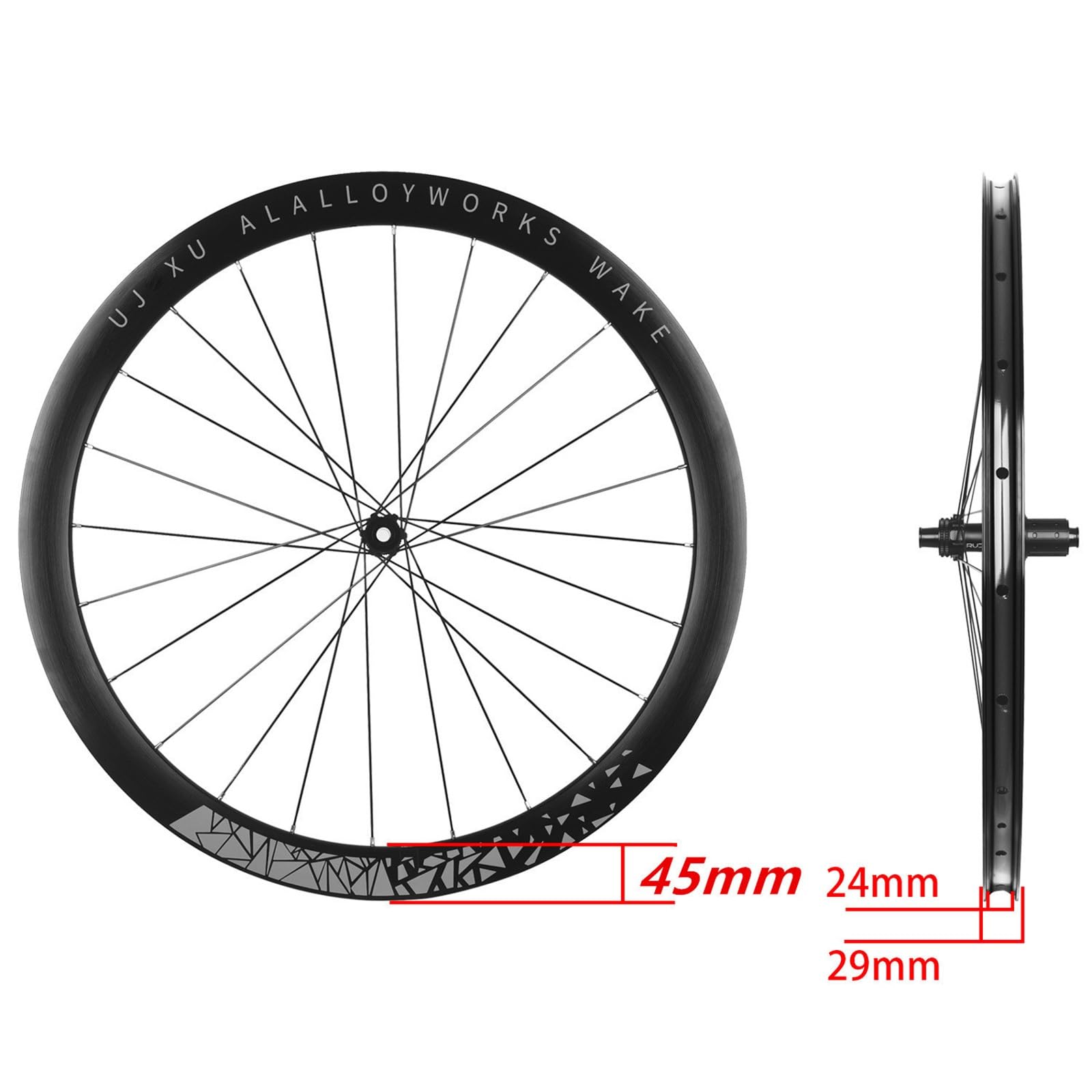 Zestaw kół do roweru szosowego 700C, hamulec tarczowy, obręcz z podwójną ścianką ze stopu aluminium, 45 mm, koła żwirowe, oś przelotowa, 100 mm/142 mm, do zestawu kołowego 7-12-biegowego (srebrny