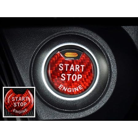 Amazon 日産 エンジンスタートボタン 炭素繊維製日産 エンジンスタートスイッチ カーボンカッコいい日産スタータスイッチ 日産スターターポイント 日産パワーボタン 装飾アクセサリー 赤 2 5cm指示灯穴 スターターリング 車 バイク