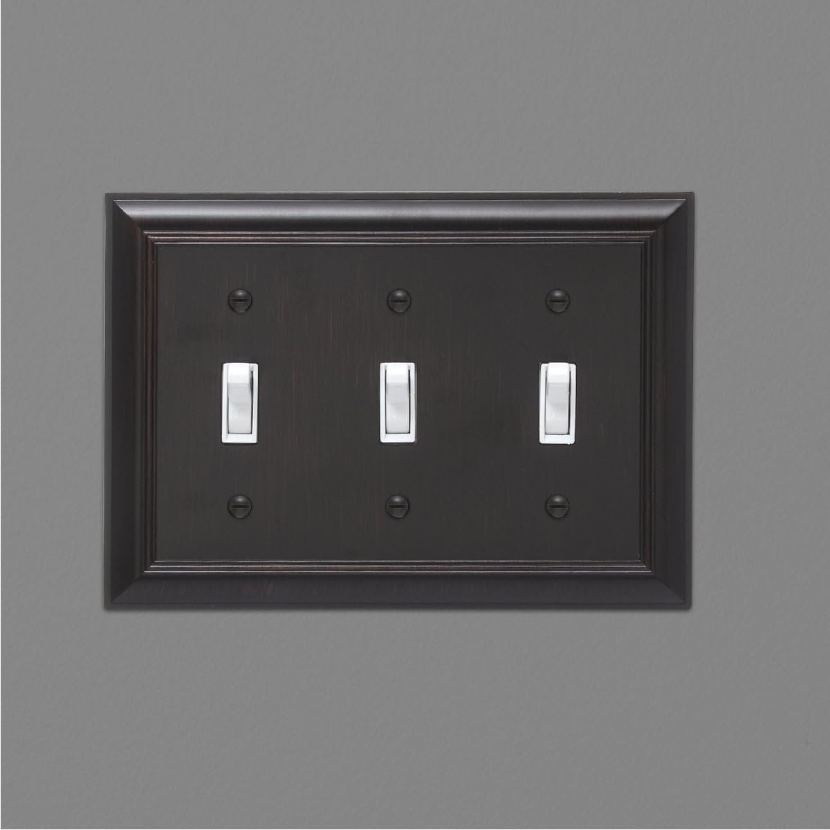 Amazon Basics Triple Toggle Light Switch Wall Plate, Oil Rubbed Bronze, 1-Pack