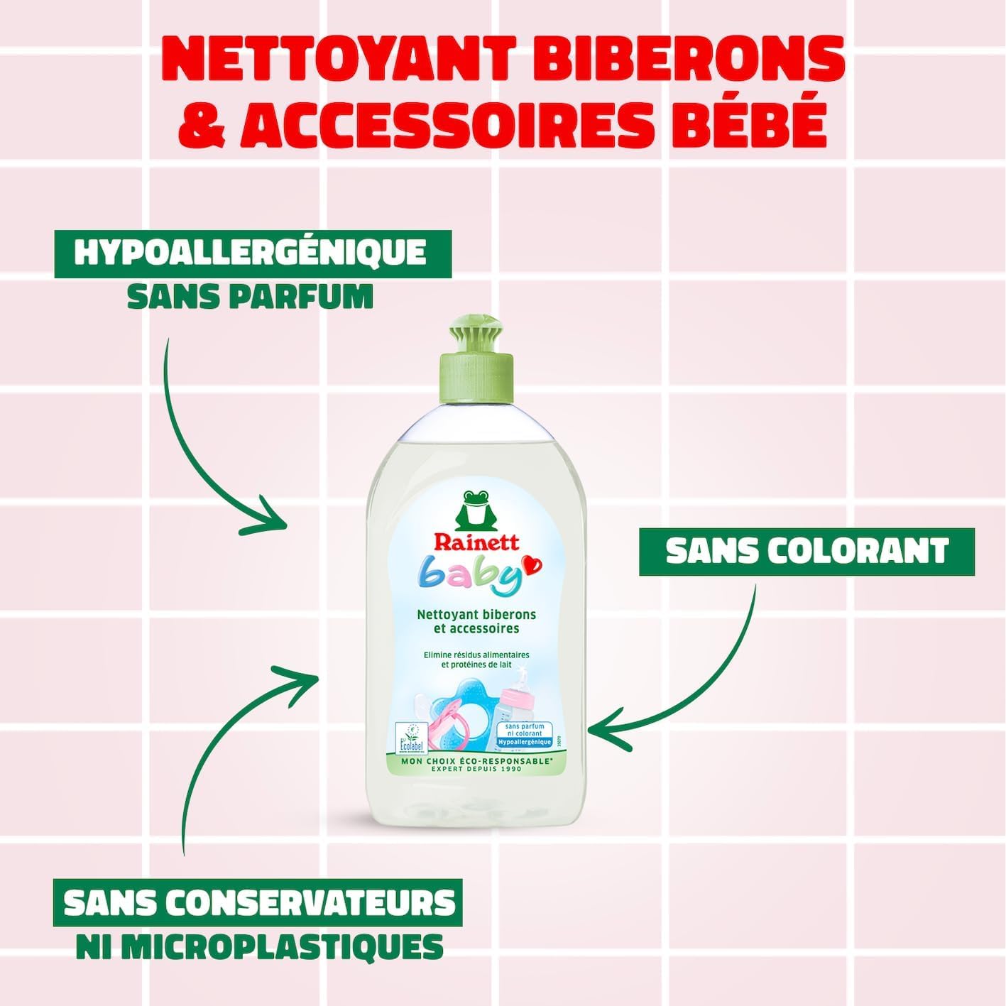 Image secondaire de Rainett Baby - Nettoyant Écologique pour Biberons et Accessoires Bébé - Pack de 8 Flacons 500 ml