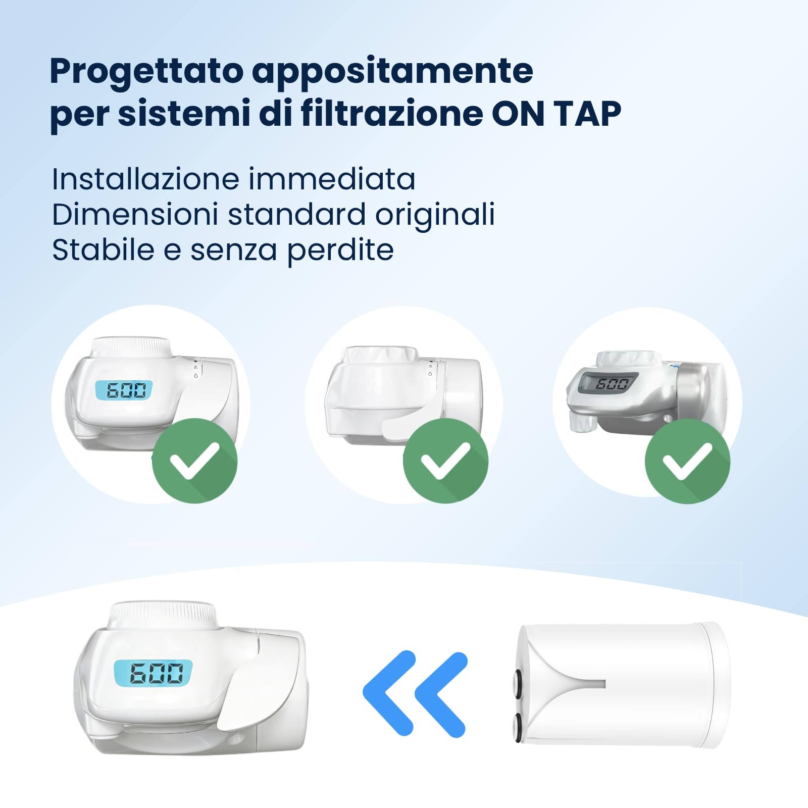 GLACIER FRESH Filtro acqua rubinetto ON TAP V (600L), compatibile con Brita On Tap Pro V-MF, Riduce il 99% di cloro, PFAS, microplastiche, metalli e cattivi odori, acqua miglior gusto (1 pezzi)