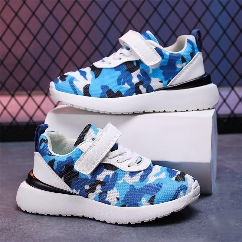 Zonkacen Children Boys Anti Skid Fashion Mesh Casual Sport Shoes for Outdoor Hiking Trekking Climbing Camping Cycling Exercise Fitness Blue Little Kid 12.5