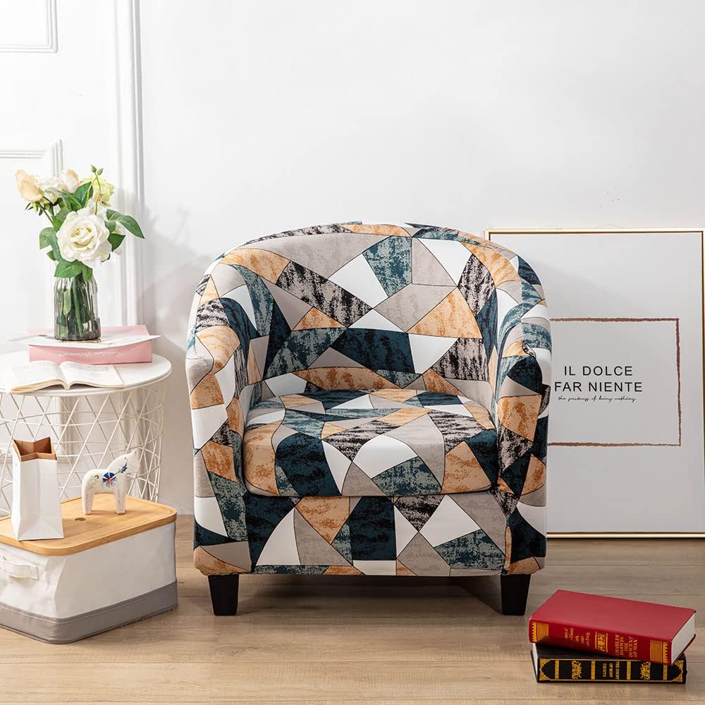 YOPOIY 2 Piece Washable Club Chair Slipcover Soft Stretch Barrel Chair Cover Lightweight Furniture Cover Tub Chair Slipcover for Pets, Kids -4-