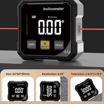 Digital Angle Finder with Laser - 4-Side Magnetic Angle Gauge, Cube Inclinometer with Backlight, Table Saw Miter Protractor, Woodworking Measuring Tool, Gifts for Men