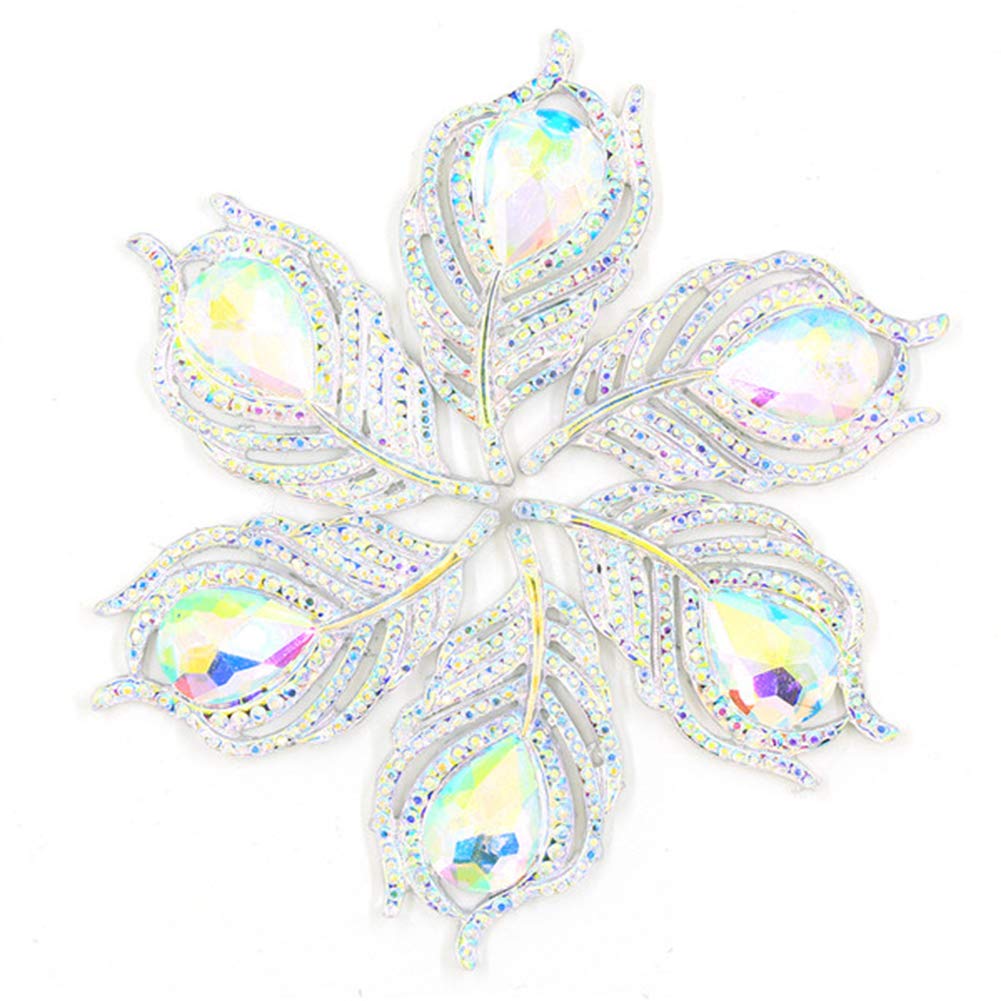 10 Pieces Flatback Rhinestone Feathers Sew On Rhinestones Leaf Feather Shape Handsewing Gem Stones Crystal