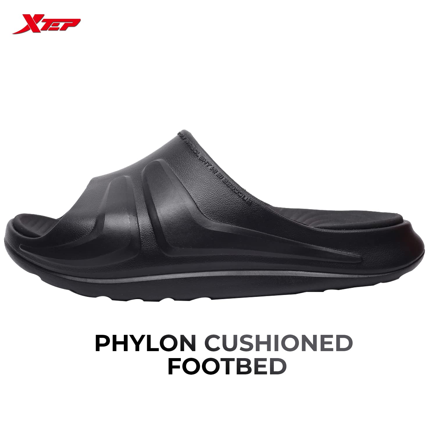 XTEP Men's Black Solid EVA Foam Sole Basketball Sliders (9 UK)