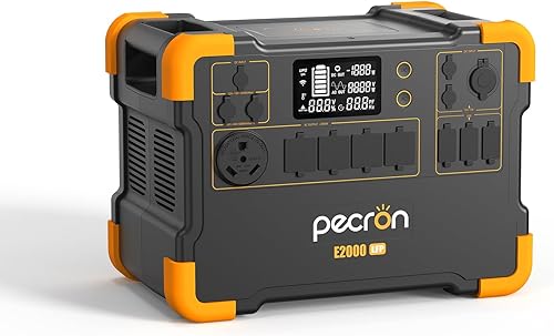 pecron Estación de energía portátil E2000LFP,1920Wh LiFePO4 batería de reserva expandible a 8064Wh 6X2000W AC Outlets 1200W Max entrada solar
