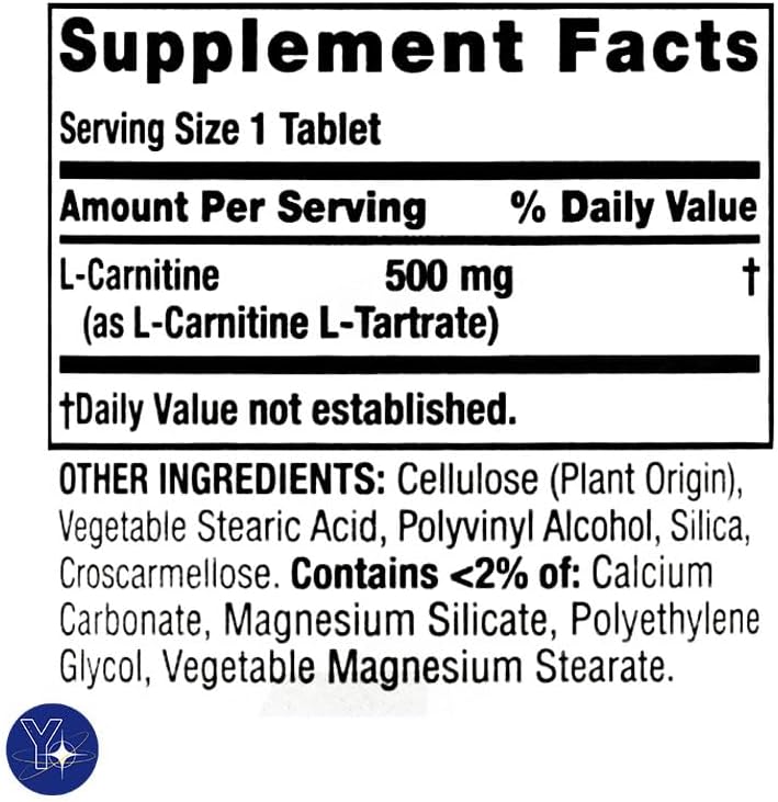 Miniatura 4 de Suplemento de aminoácidos de carnitina L Spring Valley, 500 mg, sin sabor, 30 unidades y marcapáginas de regalo YOLOMOLO