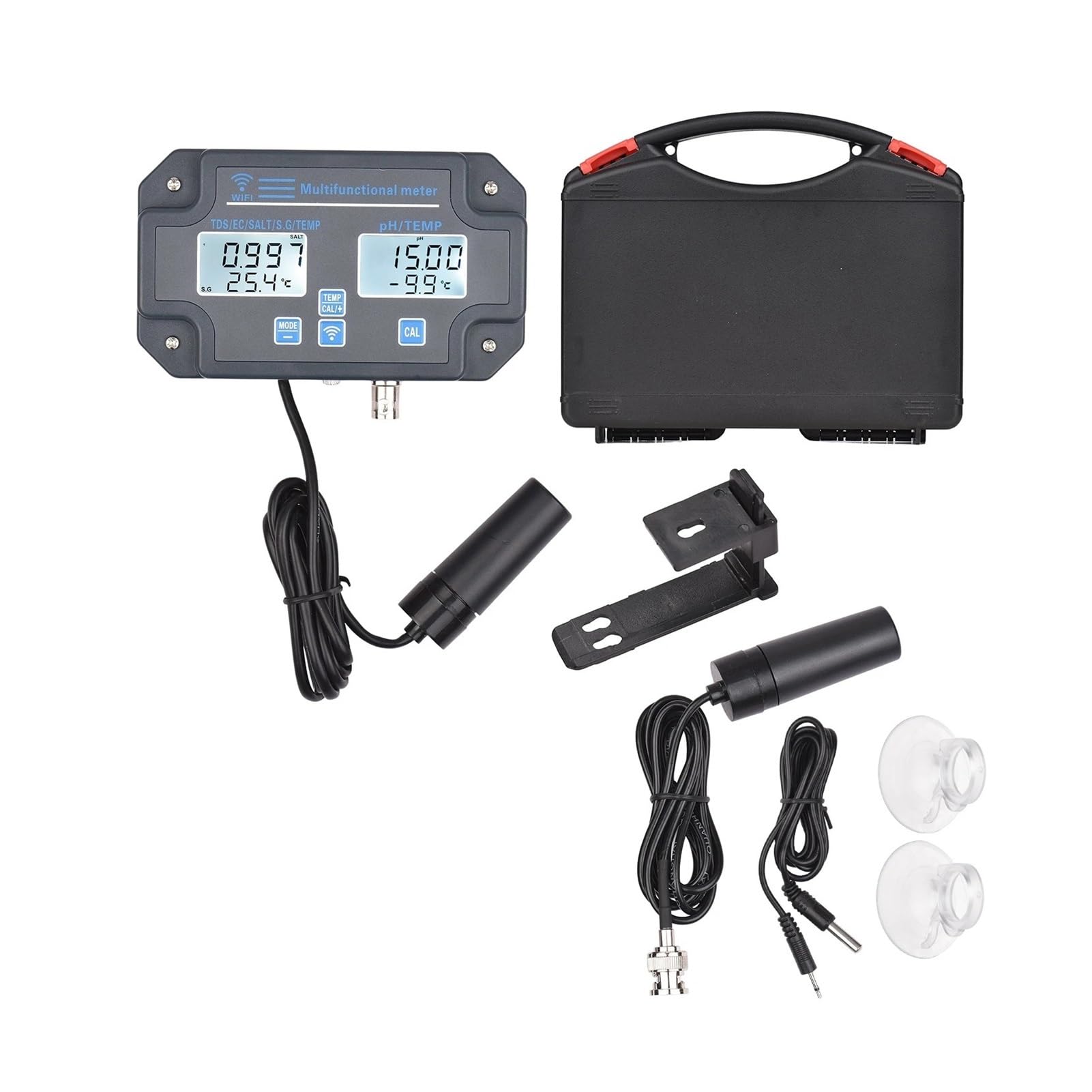 Detector De Calidad Del Agua 6 En 1, WIFI, PH/EC/TDS/SALT/SG/medidor Prueba Temperatura, Alarma Remota, Analizador Digital Amplio Rango NuméRico
