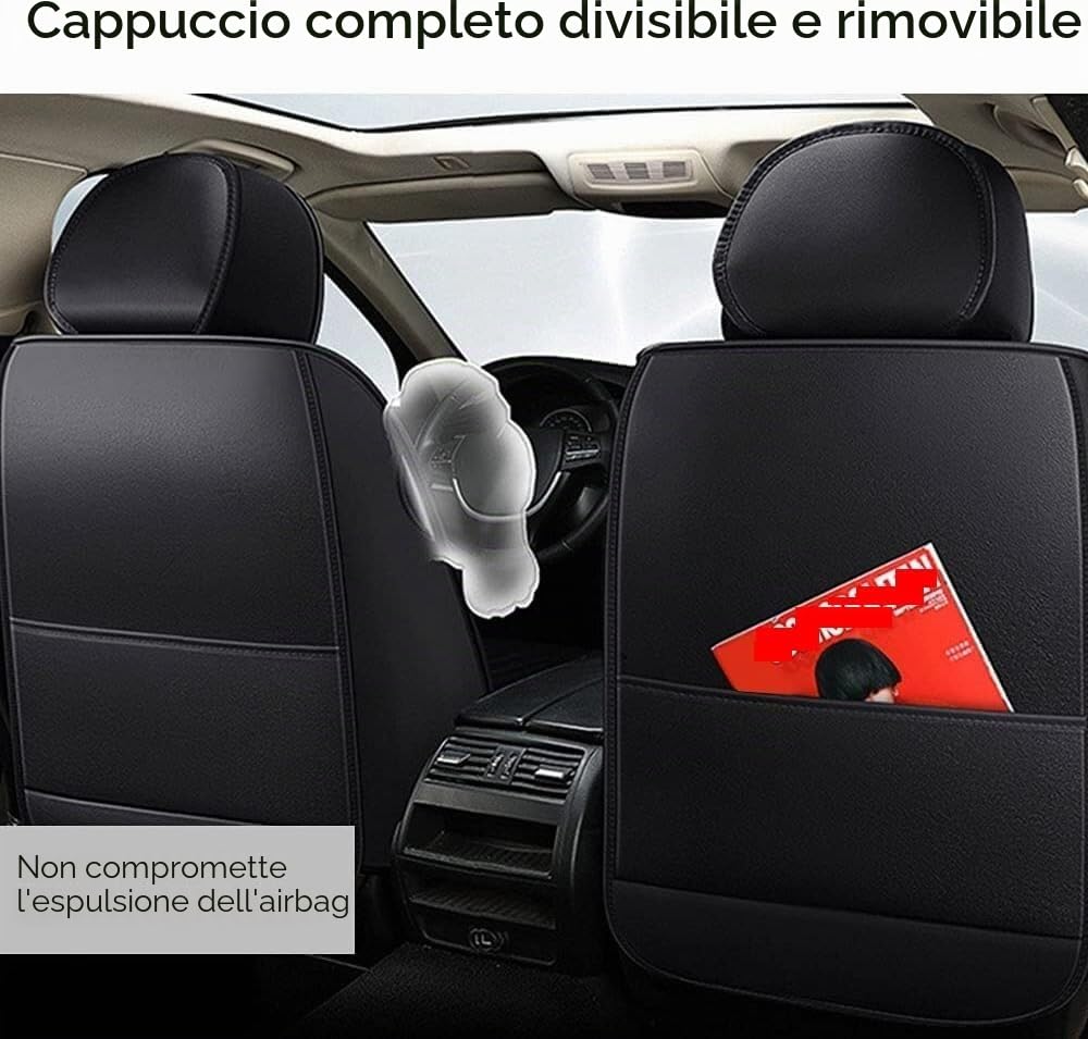 Copri Sedile Auto Universale Per VW Volkswagen Golf 6 GTI Golf 7 Golf 7 GTI Golf Tdi Golf, PU Pelle， Impermeabile Traspirante，Airbag Amichevole，Imbottitura Spessa(Black yellow)