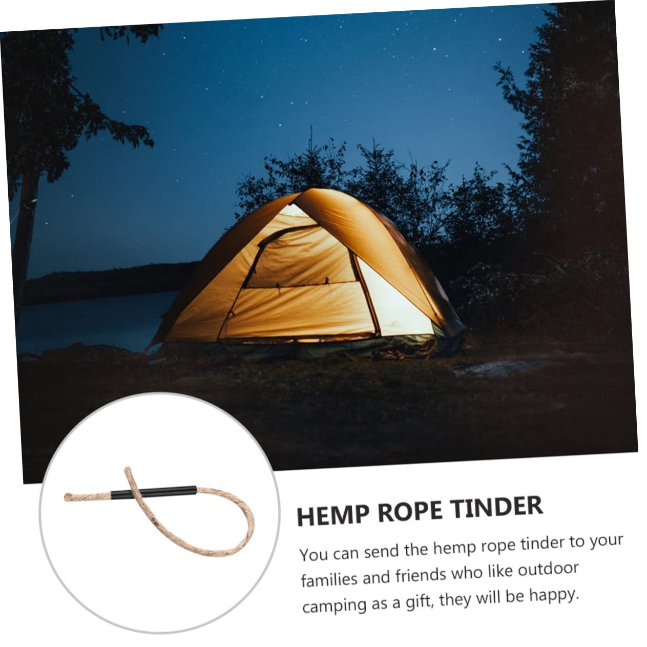 Balacoo 5pcs Jute Twine Fire Starter Sticks Survival Matches Starting Rope Fire Kit Survival Camping Fire Black Aluminum Alloy