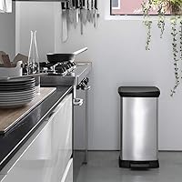 Vista 11 de Curver Tapa en acero inoxidable como acabado, reciclaje perfecto para uso doméstico en interiores para eliminación de basura, 50 litros, metálico