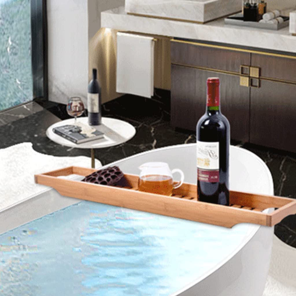 Bambus-Bad-Duschregal – elegantes Badezimmer-Regal aus Holz für Zuhause, platzsparendes Design, perfekt für Badewanne und Duschzubehör