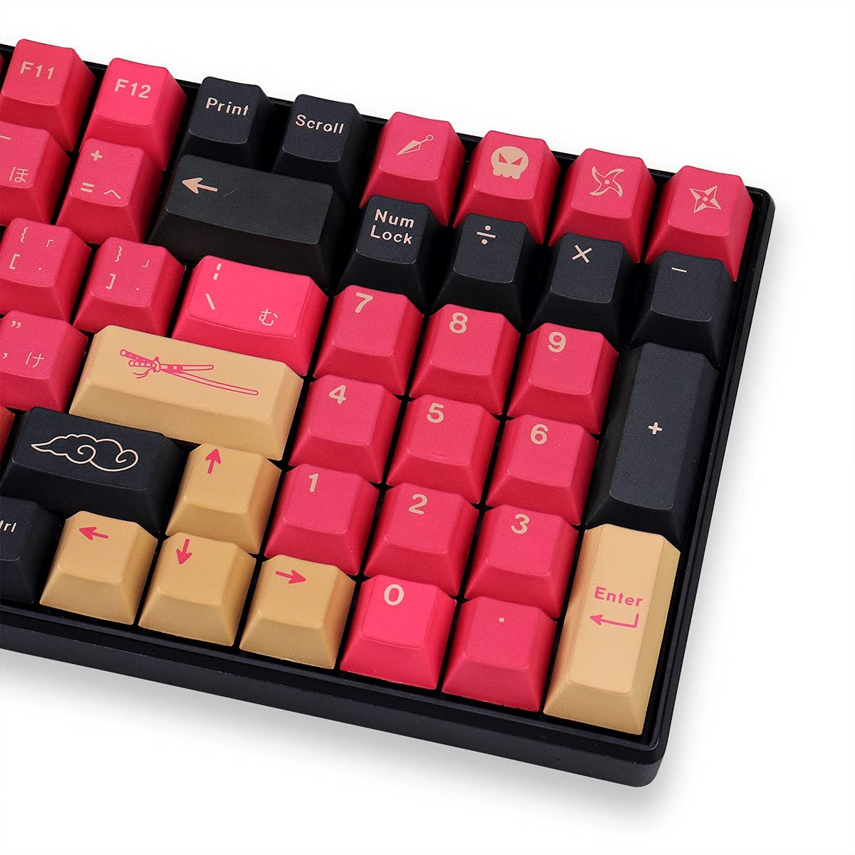 Keycaps 129 Keys Cherry Profile Japanese Red Samurai DYESUB for MX