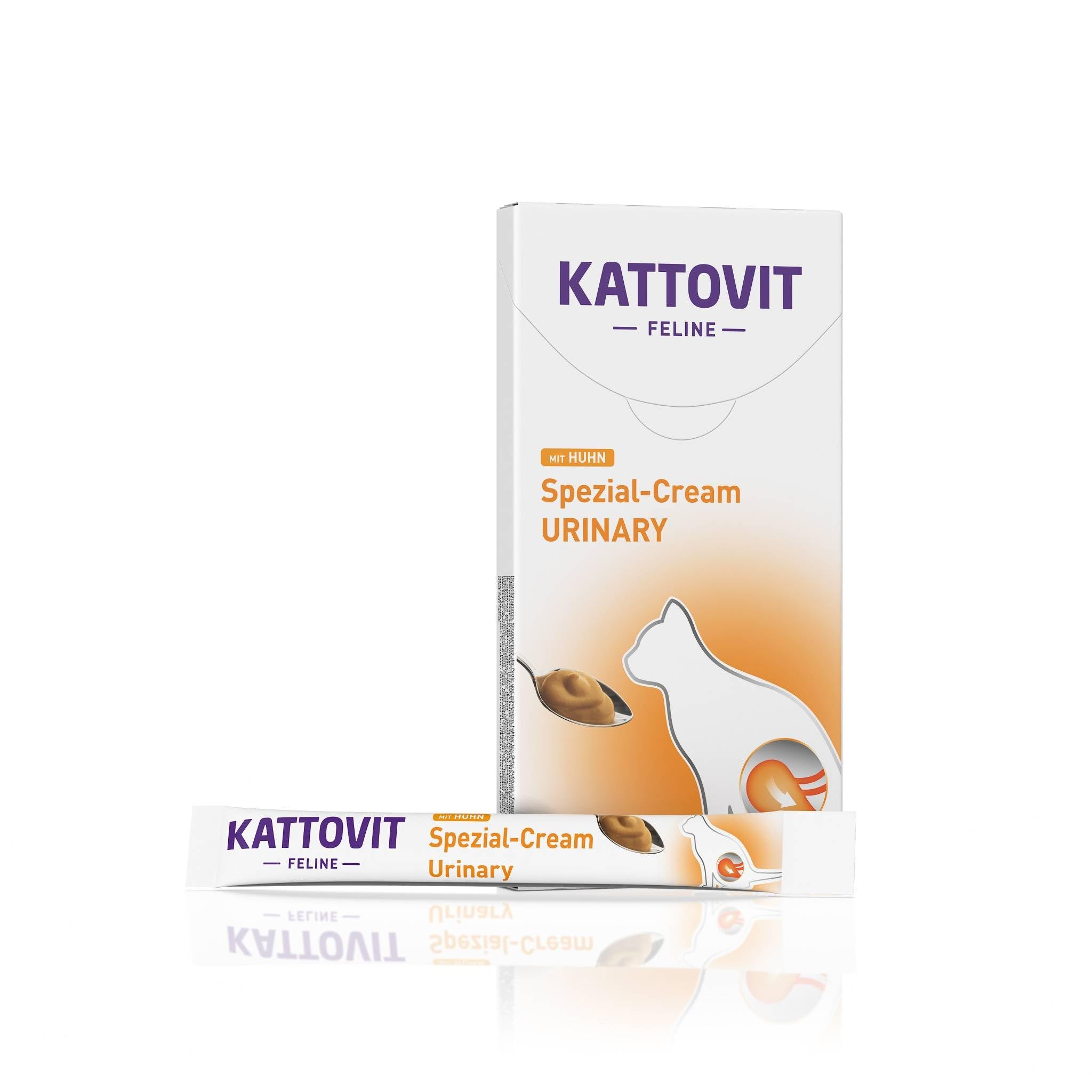 KATTOVIT - Crema urinaria per gatti | Snack dietetico per gatti arricchito da solfato di calcio, riduzione del magnesio. Per gatti adulti | Snack per gatti con pratica porzionamento | 11 x 6 x 15 ml