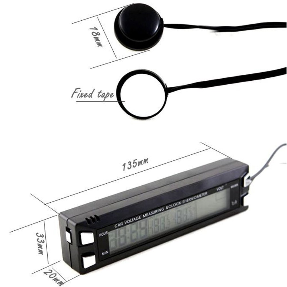 PolarLander Multifunzione 3 in 1 Car Digital Clock termometro dell'automobile del voltmetro Auto Temperatura Interna ed Esterna di Tensione Allarme