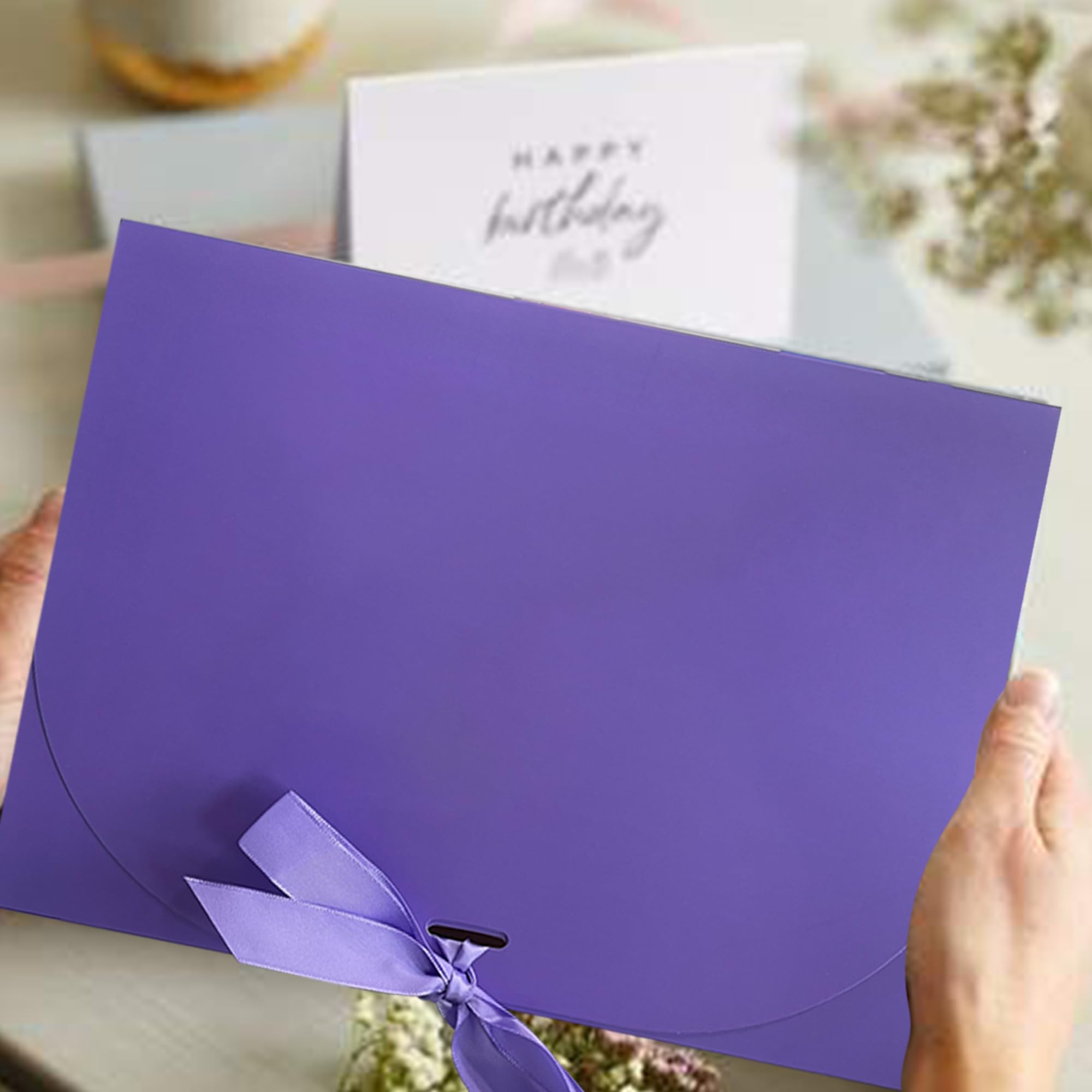 LADY&HOME 10 Pcs Gift Boxes with Lids,10x8x4 inch Bridesmaid Proposal Box with Ribbon,Paper Boxes for Wedding,Gift Packing,Birthday,Party,Christmas (Lavender)