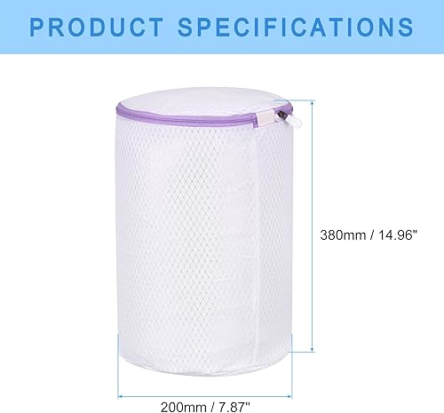 Miniatura 7 de uxcell Bolsa de lavado de zapatos, bolsas de lavandería de malla cilíndrica de 7.9 x 11.8 pulgadas para lavar a máquina, tenis, pantuflas, ropa
