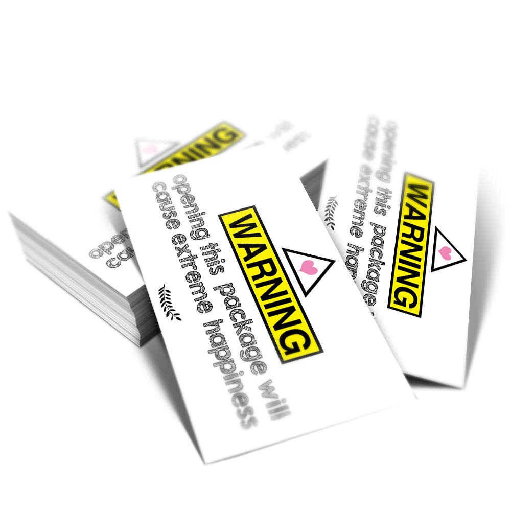50 Warning Opening This Package Will Cause Extreme Happiness Thank You Cards (3.5 x 2 Inches), for Online, Retail Store, Handmade Goods, Customer Package Inserts, Back Blank