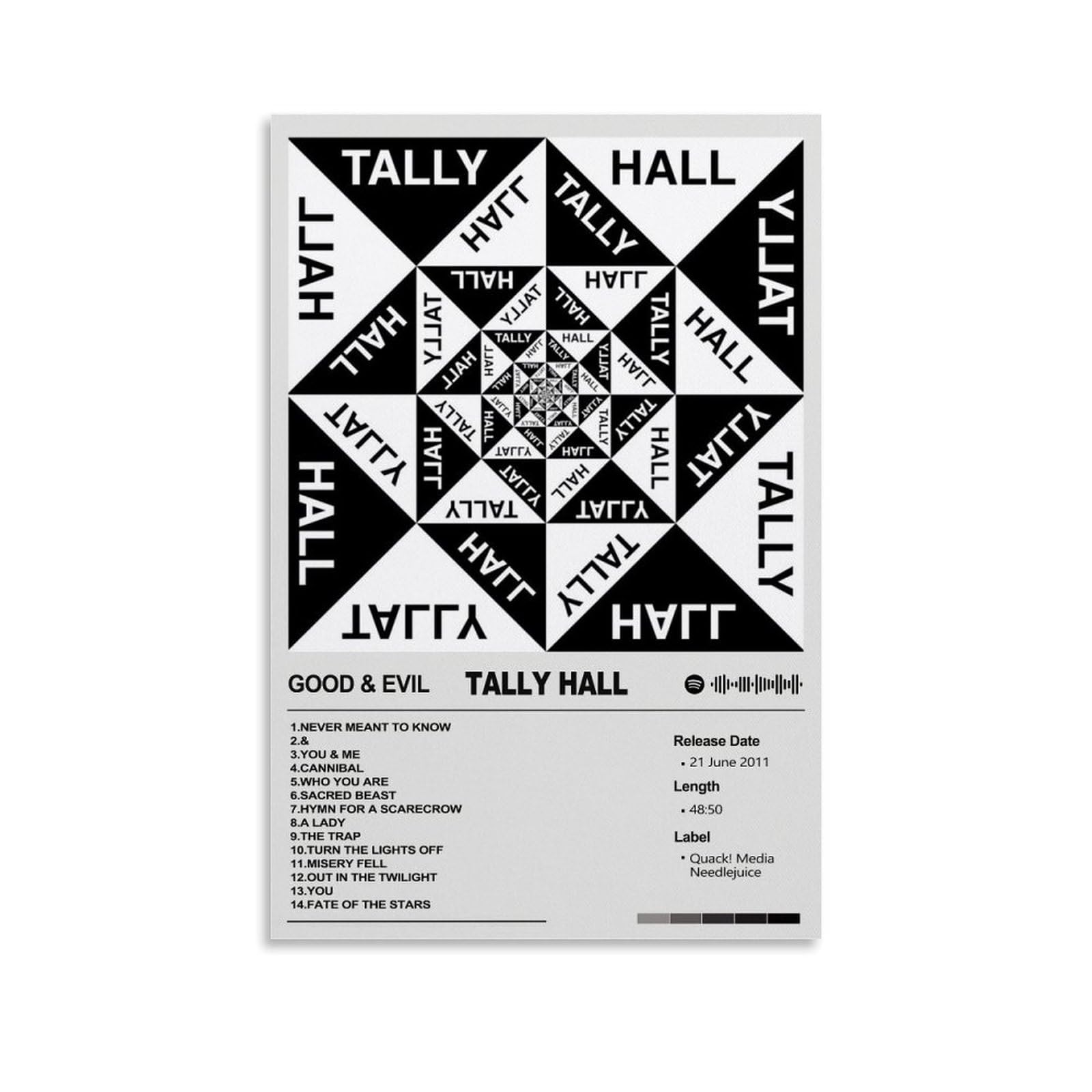 WHBAQ Tally Hall Poster Good & Evil Poster Canva Colourfast Wall Art Decorative Painting for Living Room Bedroom Home Decor 12x18inch(30x45cm) Unframe-style