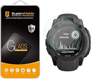 Supershieldz (3 Pack) Designed for Garmin Instinct 2X Solar Tempered Glass Screen Protector, Anti Scratch, Bubble Free