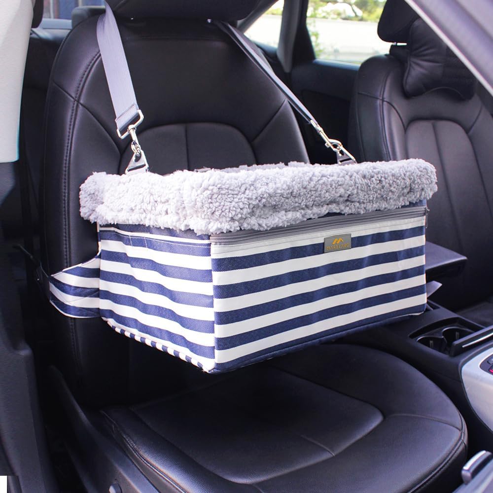 Dog-Car-Booster-Seat Upgrade Metal Frame Construction with Clip-On Safety Leash and Dog Blanket,Perfect for Small Pets up to 20lbs