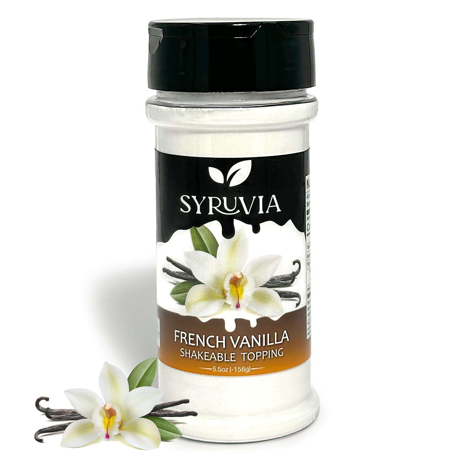 Syruvia French Vanilla Shakable Coffee Topping - 5.5 oz Coffee Sprinkles. Great for Oatmeal, Milkshakes, Smoothies, Ice Cream, Dessert Topping, and