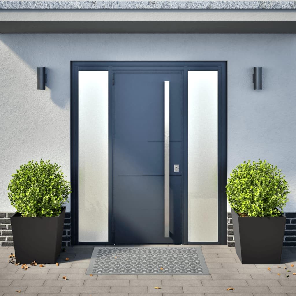 IKAYAA 2 Unidades Macetero Alto 50 x 50 x 50 cm Diseño Moderno para Plantas de Interior y Exterior, Maceta Grande de Acero, Jardinera Alta Acero/Negro