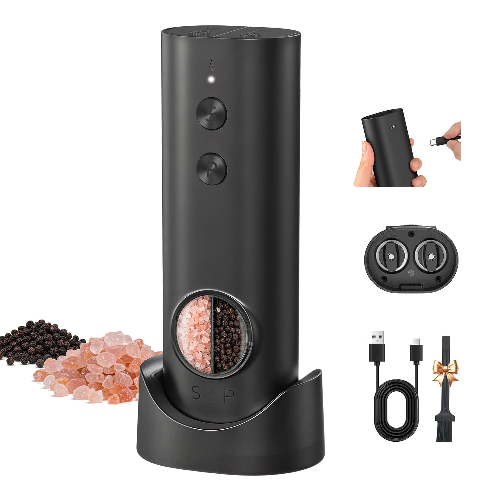 CIRCLE JOY 2 in 1 Electric Rechargeable Salt and Pepper Grinder Set
