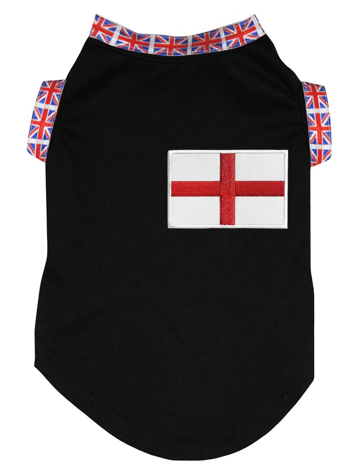 Petitebelle England Flags Puppy Dog Shirt (Black, X-Small)
