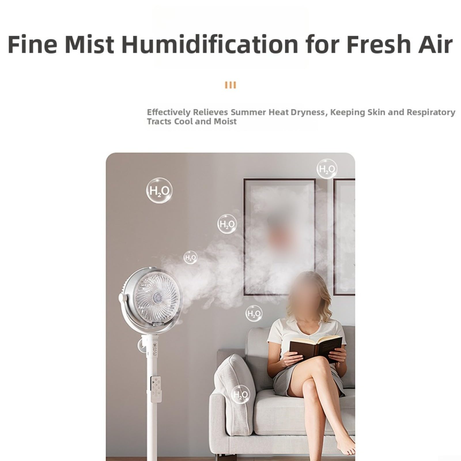 Ventilador de nebulización portátil al aire libre: Oscilación de 4 velocidades con control remoto y temporizador (blanco)