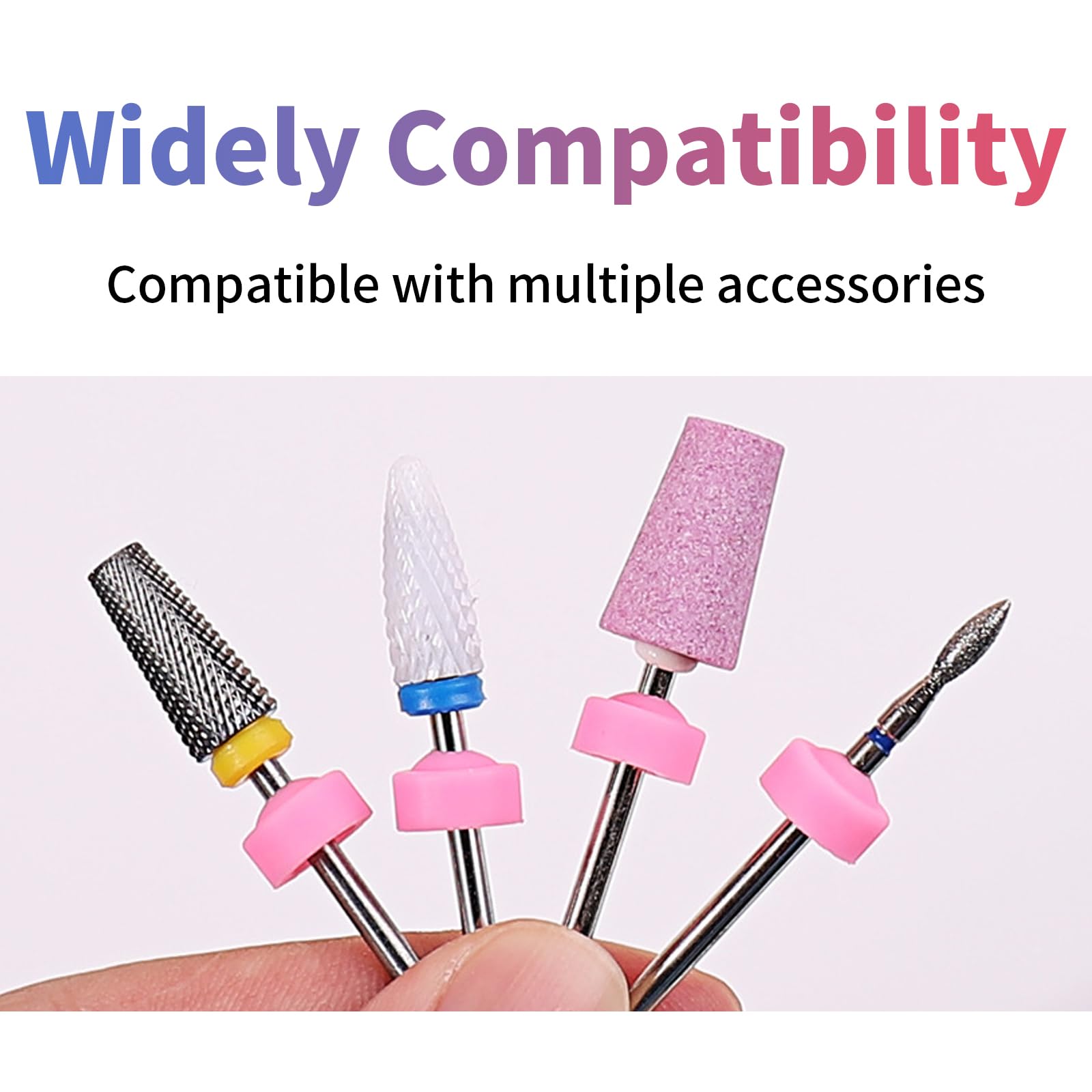 Wjelet 20 Pcs Nail Drill Dust Cover, Nail Drill Bits Caps, Nail Sanding Cap for Nail drill Bits Cuticle Nail Drill Bit Dust Cover Pink - Image 4
