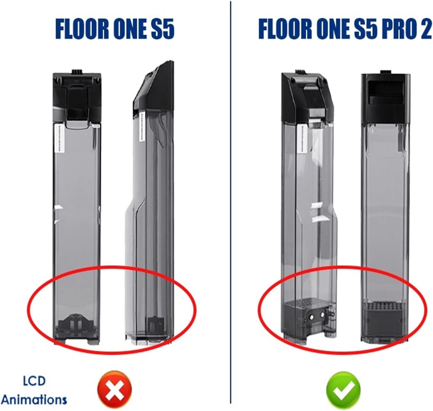 Clean/Dirt Water Tank Replacement Compatible for Tineco Floor ONE S5/S5 PRO 2 Smart Wet/Dry Vacuum Cleaners Accessories Parts(S5CWT1)