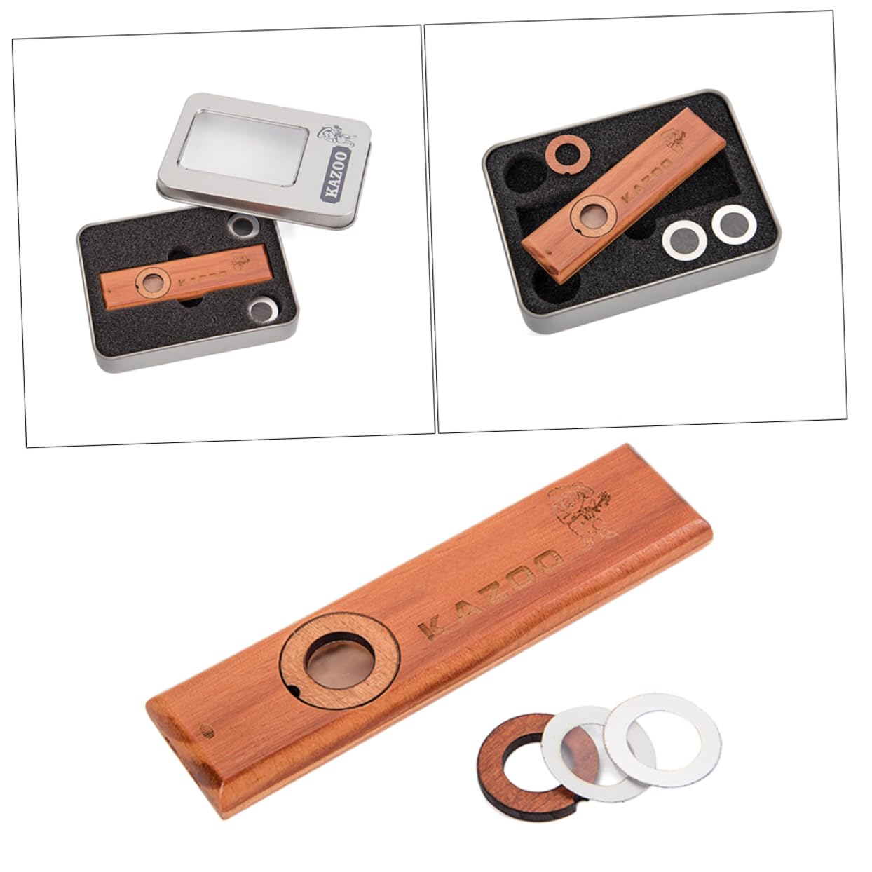 Toyvian 3 Pz Ragazzo Kazoo Legno Di Kazoo Strumenti Musicali Per Bambini Alla Rinfusa Metallici Di Legno Strumento Musicale Bambù Metallo Bambino