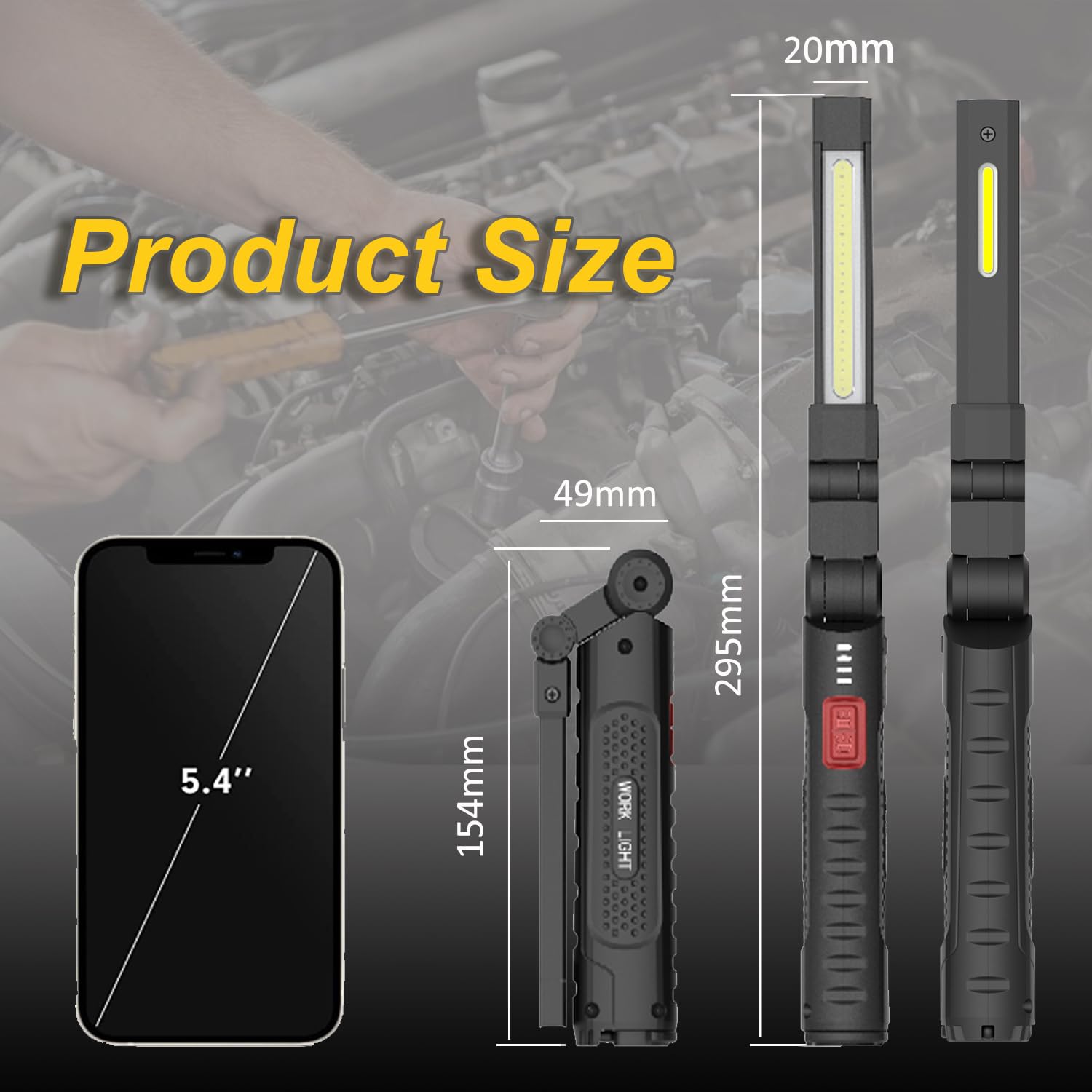 Inspection Lap USB Torch COB LED Rechargeable Work Lights 2800Ah