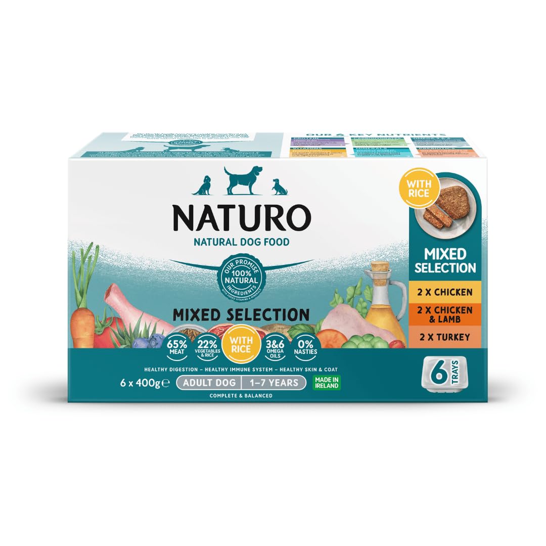 Naturo Adult Dog Food Brown Rice Variety Pack 400g 6 Pack