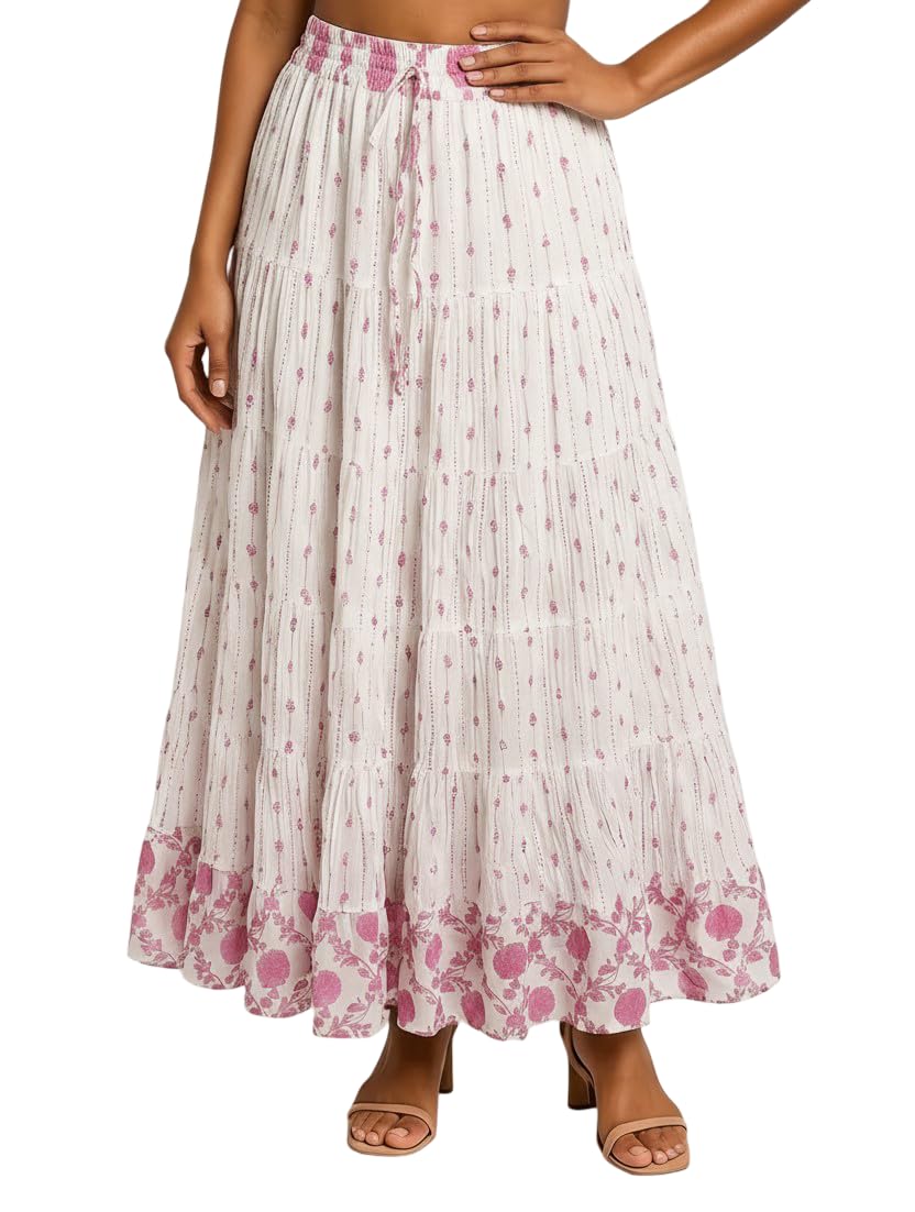 Premium Long Skirt | Stylish Long Crushed Cotton & Unique Prints | Floor Length Skirt for Women | Elastic Waist Premium Maxi Skirt – Comfortable Casual Wear-picture-15