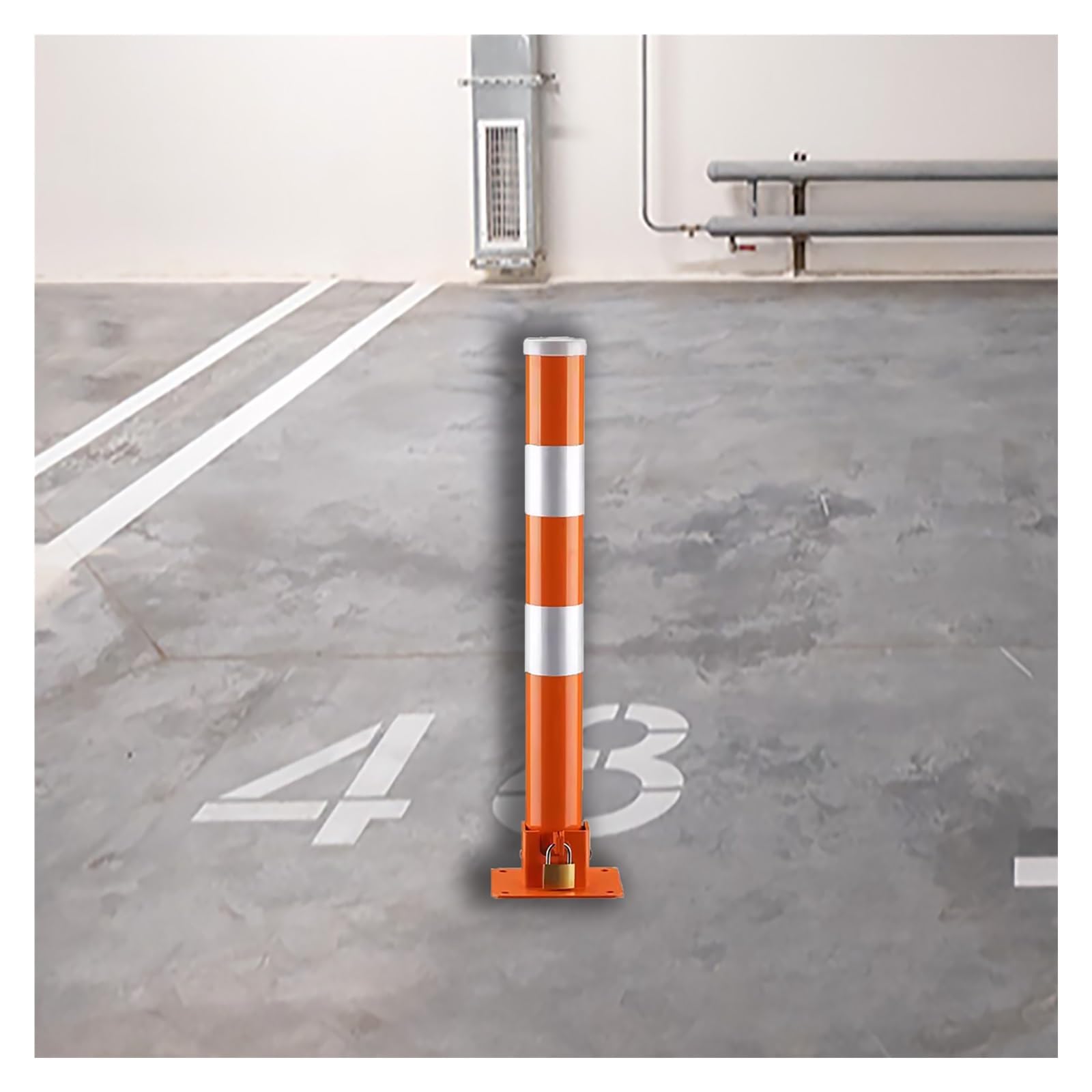 SaryEdge Car Parking Space Lockable Safety Bollard, Foldable Collision Security Post With Lock Keys, Paking Barrier Post For Parking Lot Warehouse Road Street Sidewalk Garage,